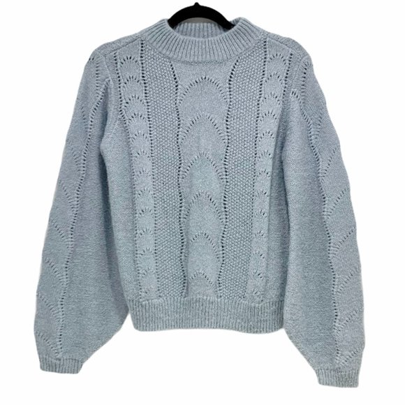 H&M Fancy Knit Wool Sweater Blue Small EUC